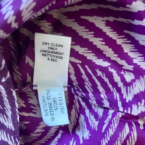 Banana Republic Purple Printed 100% Silk Blouse - Picture 7 of 7